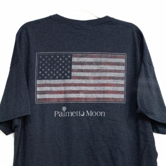 Palmetto Moon Navy Blue T-Shirt With American Flag Graphic Short Sleeve Crew Nec - Picture 8 of 8